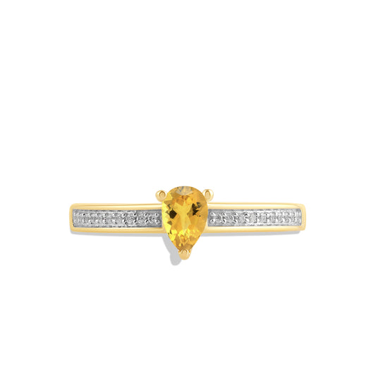 Women's Ring with Citrine and 1/20 CT.TW Diamonds 10K Yellow Gold and Sterling Silver