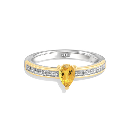 Women's Ring with Citrine and 1/20 CT.TW Diamonds 10K Yellow Gold and Sterling Silver