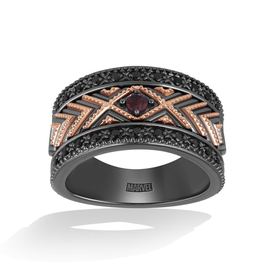 Women's Okoye Ring with Red Garnet and 1/5 CT.TW Diamonds in 10K Rose Gold and Sterling Silver