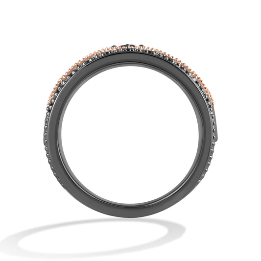 Women's Okoye Ring with Red Garnet and 1/5 CT.TW Diamonds in 10K Rose Gold and Sterling Silver