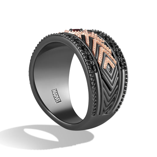 Women's Okoye Ring with Red Garnet and 1/5 CT.TW Diamonds in 10K Rose Gold and Sterling Silver