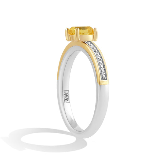 Women's Ring with Maderia Citrine and 1/20 CT.TW Diamonds 10K Yellow Gold and Sterling Silver