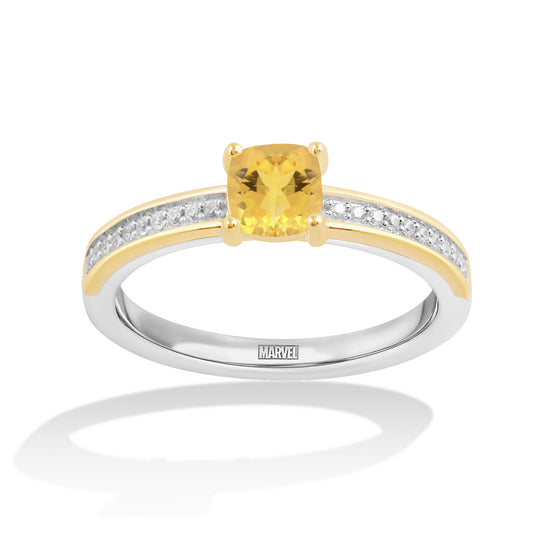 Women's Ring with Maderia Citrine and 1/20 CT.TW Diamonds 10K Yellow Gold and Sterling Silver