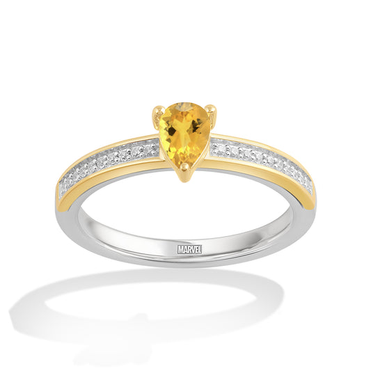 Women's Ring with Citrine and 1/20 CT.TW Diamonds 10K Yellow Gold and Sterling Silver