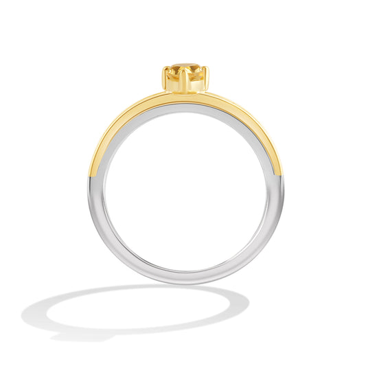 Women's Ring with Citrine and 1/20 CT.TW Diamonds 10K Yellow Gold and Sterling Silver