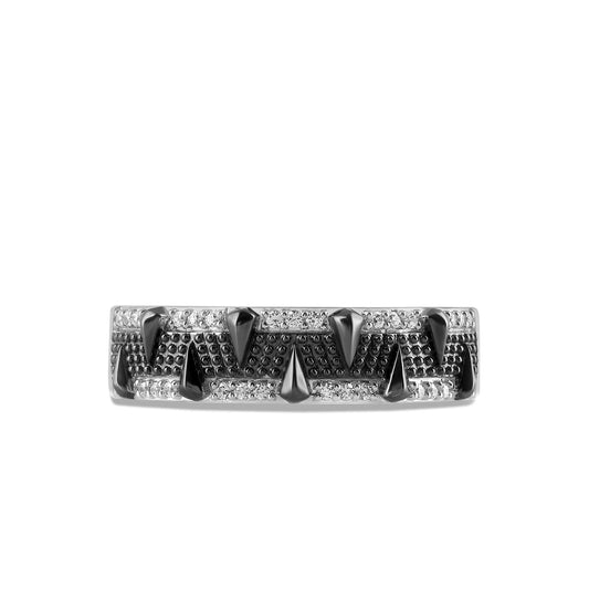 Men's Engagement Band with 1/6 CT.TW Diamonds in Black Rhodium over Sterling Silver