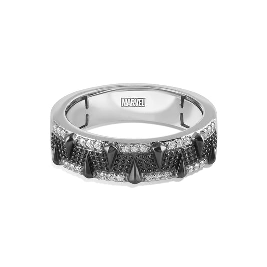 Men's Engagement Band with 1/6 CT.TW Diamonds in Black Rhodium over Sterling Silver