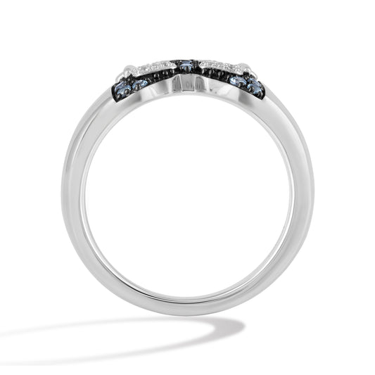 Men's Ring with  Swiss Blue Topaz and 1/20 CT.TW Diamonds in Black Rhodium over Sterling Silver