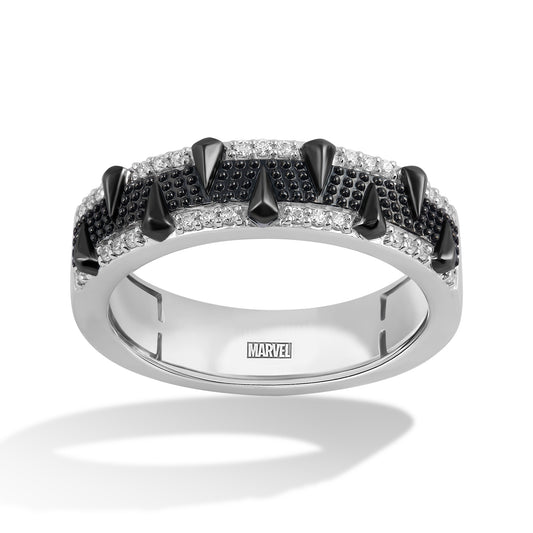 Men's Engagement Band with 1/6 CT.TW Diamonds in Black Rhodium over Sterling Silver