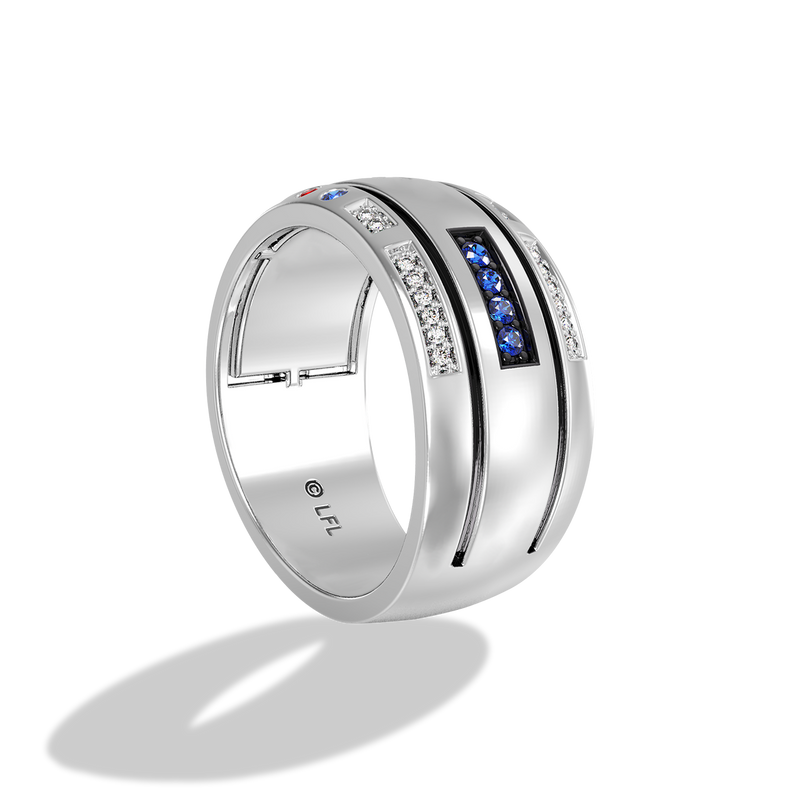 Star Wars™ R2-D2 Garnet & Sapphire Men's Ring in Sterling Silver 1/10 CTTW View 2