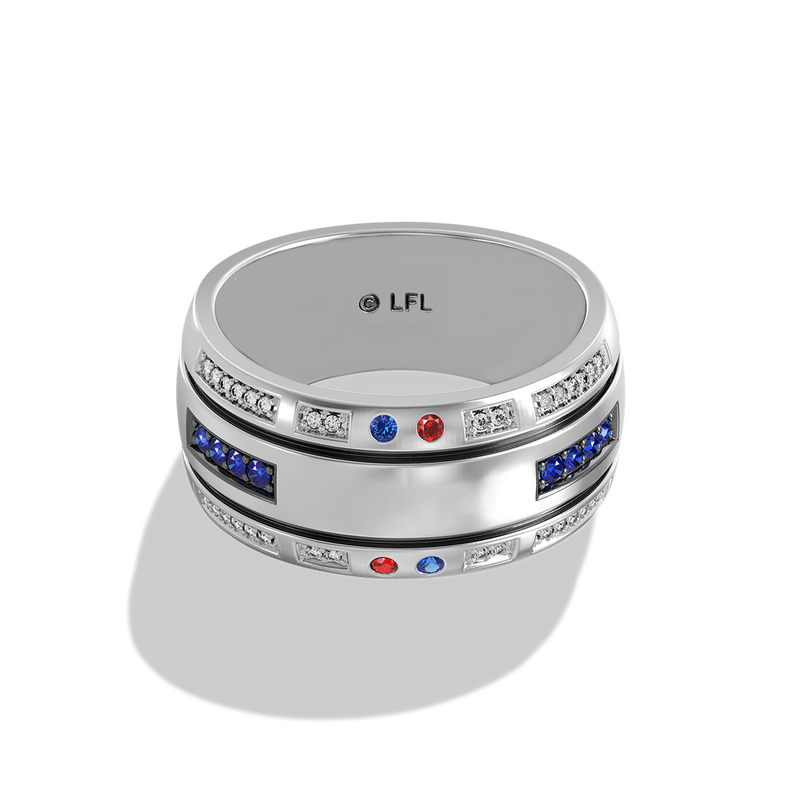 Star Wars™ R2-D2 Garnet & Sapphire Men's Ring in Sterling Silver 1/10 CTTW View 1