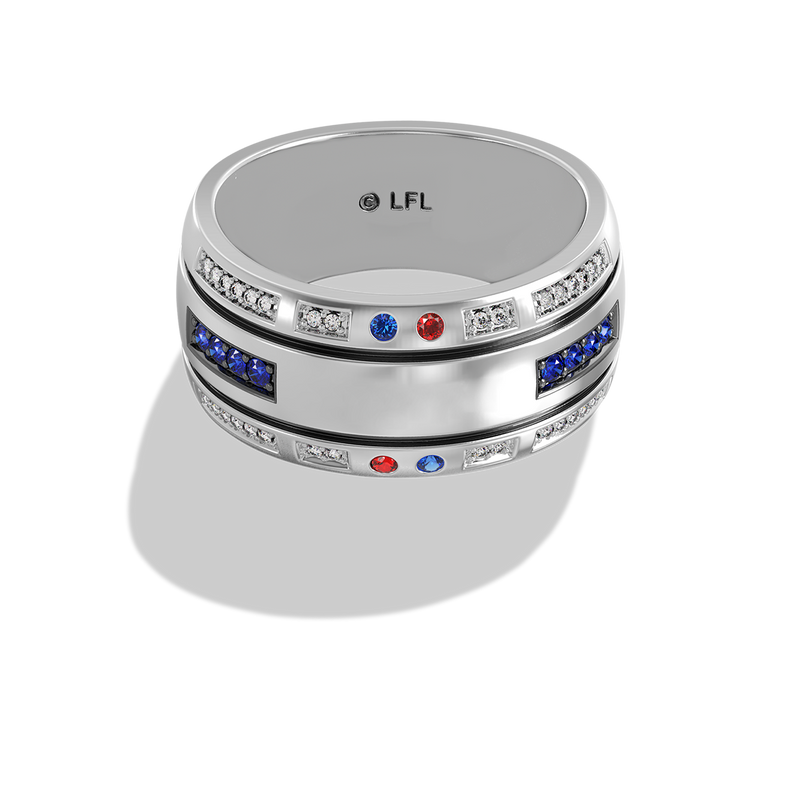 Star Wars™ R2-D2 Garnet & Sapphire Men's Ring in Sterling Silver 1/10 CTTW View 3