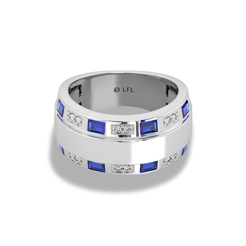 Star Wars™ R2-D2 Sapphire Women's Ring in 10K White Gold 1/10 CTTW View 1